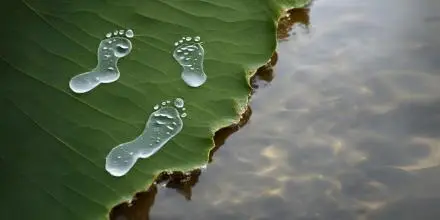 Agua y planta se funden mediante dos gotas de agua con forma de pie